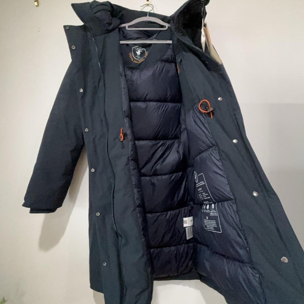 Save The Duck Coat Womens Medium Blue Arctic Parka Plumtech Long Hooded Zip